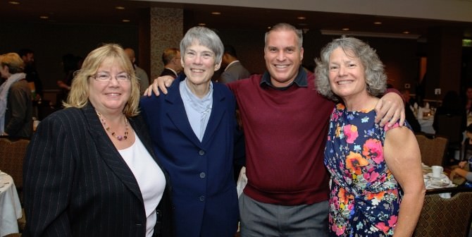 Luncheon guests included Jan Laskey, Senior Vice President and Senior Client Manager of Community Development Banking, Bank of America; Jean DeMaster, Executive Director, Human Solutions; Rich Miller, Director of Operations at Affinity Property Management; and Carla Piluso, Board President, Human Solutions. 