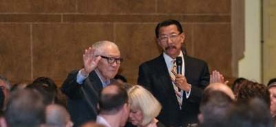 Sam Naito, who helped develop Central City Concern in the late 1970s, with Larry Naito, current CCC board member.