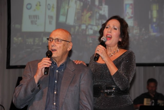 Special guest performer Harold Pollin joined Cantor Ida Rae Cahana to sing Sunrise, Sunset from Fiddler on the Roof. Immediately following the touching duet the entire audience stood together to join in a rousing chorus of Happy Birthday to Harold.