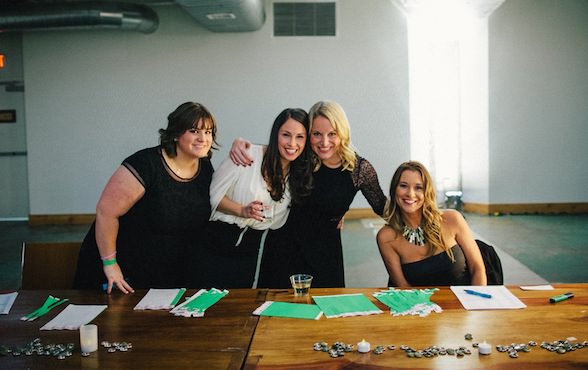 Levé board members Ali Murphy, Caitlin Smethurst, Kiernan Doherty and committee member Michelle Kinder prepare for check-in at the 10th Annual Charity Ball.