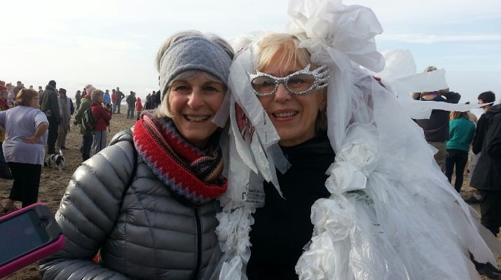 Myra Friedman and Kathi Howell from Portland displayed their new year's spirit.