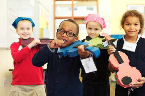 BRAVO students started the program back in September by making paper mache violins with the help of their parents/guardians. They painted their violins bright colors and used them for the first week of practice, before graduating to real violins in week two.