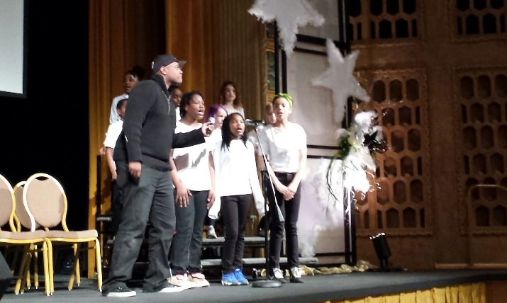 Vocalist Javier Colon performs with Boys & Girls Club youth