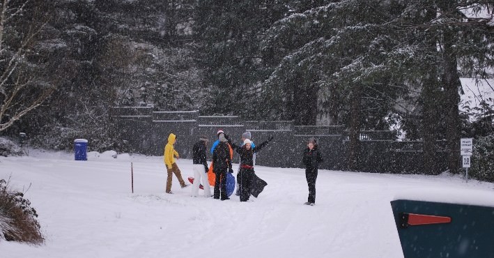 The kids on Mary Failing Drive, a favorite spot for sledding. 