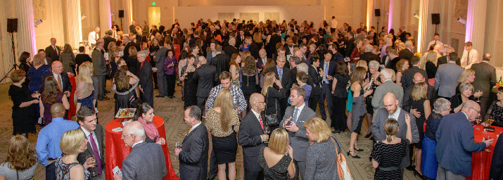 Guests visiting at the pre-gala reception in the Sunken Ballroom