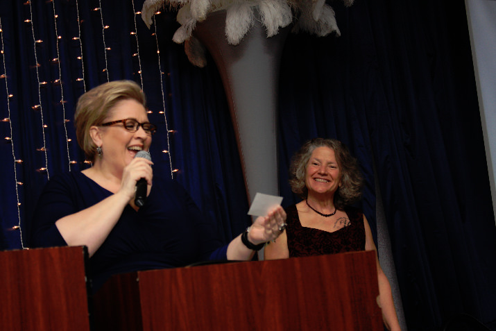 Auctioneer JillMarie Wiles and former Gresham police chief Carla Piluso are regular supporters of the SnowCap Community Charities Dinner.  © LeeAnn Gauthier