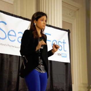 SearchFest Opening Keynote Joanna Lord provides “New School” marketing strategies for the capacity crowd.