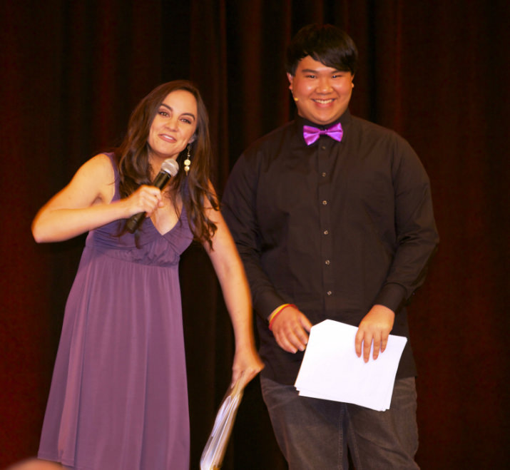 Emcees KGW’s Katherine Cook and RHS Key Club President Michael Ouanesisouk.