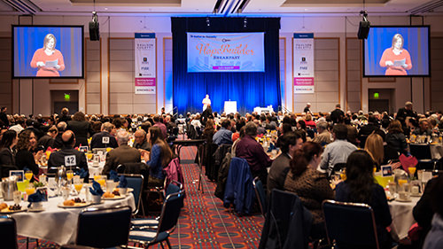 View of the room of over 1,100 people.