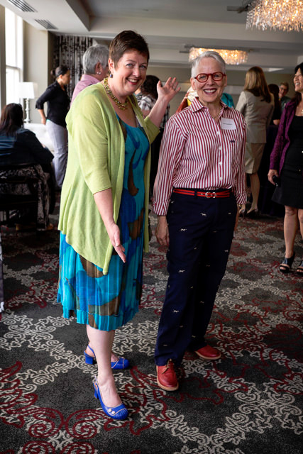 Jean Rosenbaum shows off her outfit for the camera