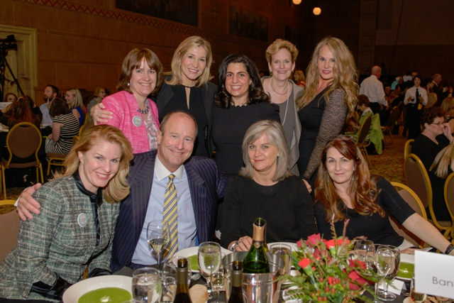 Bank of America table -  Bottom row (left to right): Leanne DiLorenzo, Roger Hinshaw (Bank of America President, Oregon & SW Washington), Margaret Hinshaw, Kelly Blunt. Top row (left to right): Victoria Blachly, Tara Kinateder, Nicole Frisch, Lisa Brubaker, Monique Barton (Dress for Success Oregon Board of Directors). 