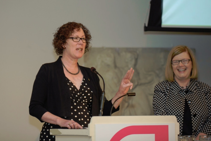 Oregon House Majority Leader Val Hoyle presented the 2014 Pro-Choice Champion Award with last year’s recipient, Oregon Senate Majority Leader Diane Rosenbaum.