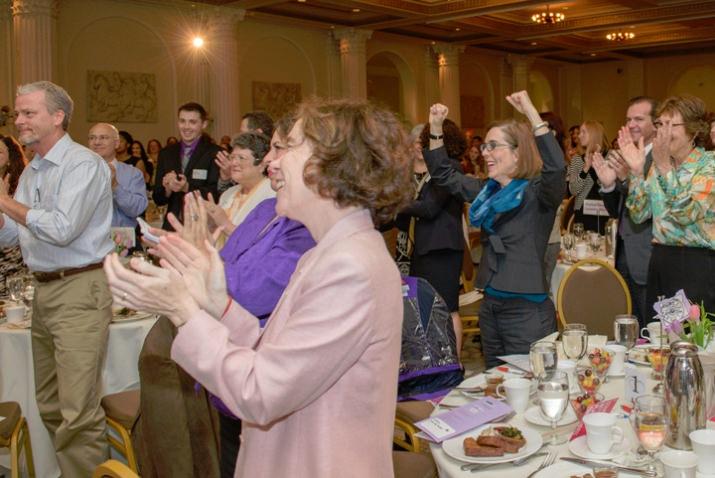 A standing ovation for 2014 Pro-Choice Champion Senator Jeff Merkley from 2011 Pro-Choice Champion Mary Nolan and 2012 Pro-Choice Champion Kate Brown!