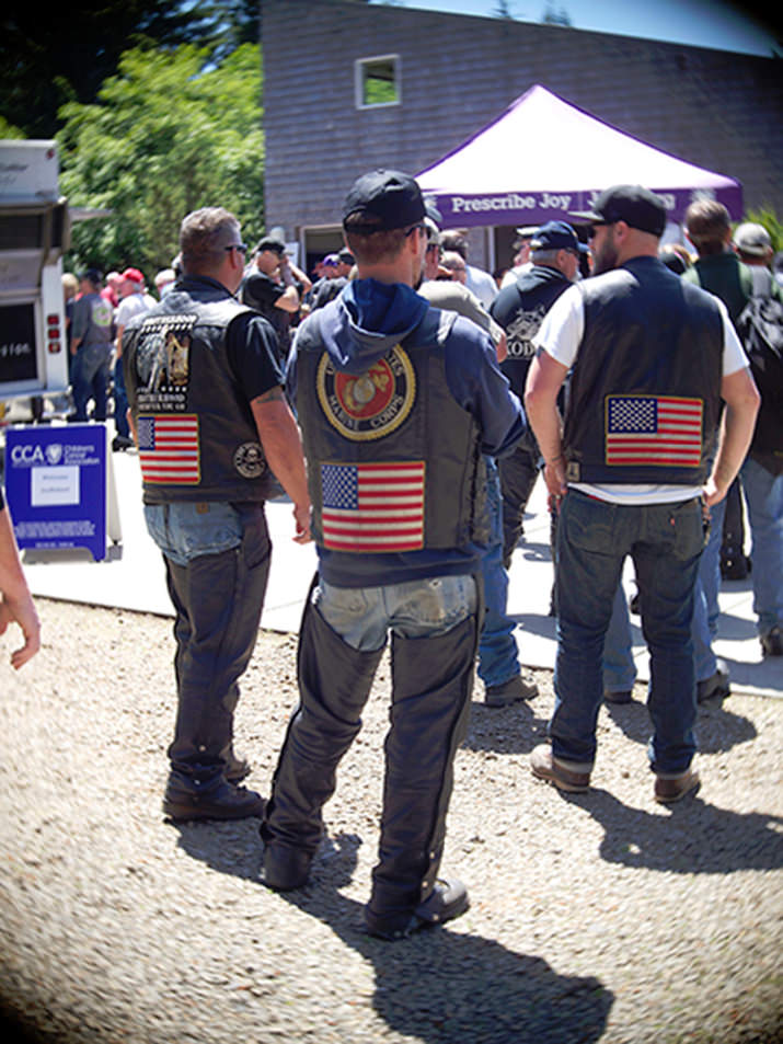 The Nye Family, aka. JR’s Riders for Cancer, proudly wearing the American flag.