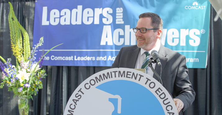 Mark Lewis, director of STEM for the Oregon Education Investment board, encourages students to continue exploring their roles in education and the community. Photo by Andie Petkus Photography.