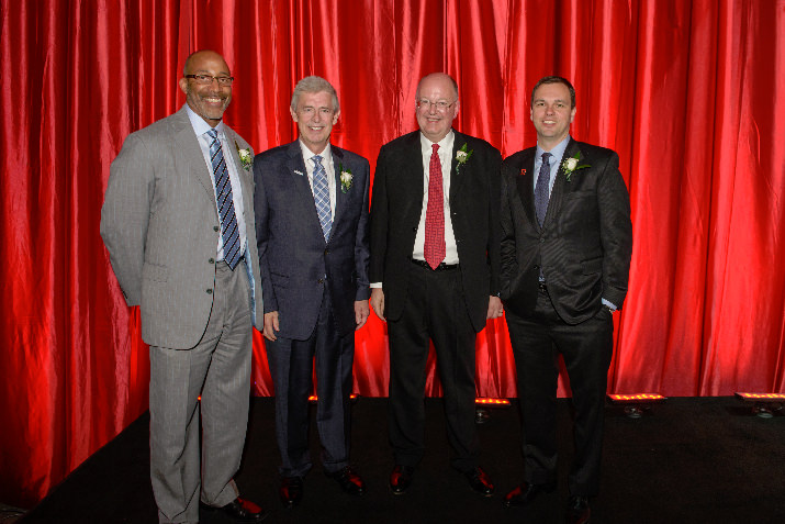 2014 Father of the Year Honorees Charles Wilhoite, Managing Director,  Willamette Management Associates; Lynn Gust, President, Fred Meyer Stores; Donald L. Krahmer, Jr. , Shareholder, Schwabe, Williamson & Wyatt; Chris McGowan, President and CEO, Portland Trail Blazers and Moda Center 