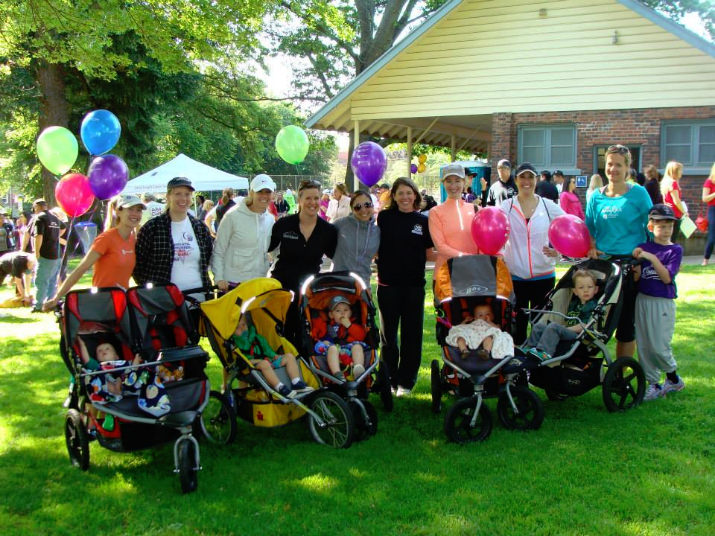 The Fit4Mom team prepares to walk or run the 5k route to support melanoma research. 