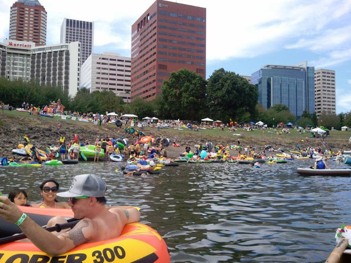 The idea behind TBF is that getting a large number of people in the water, in human-powered water vessels of all kinds, would be a powerful way to demonstrate that the Willamette is safe for swimming and human habitation. 