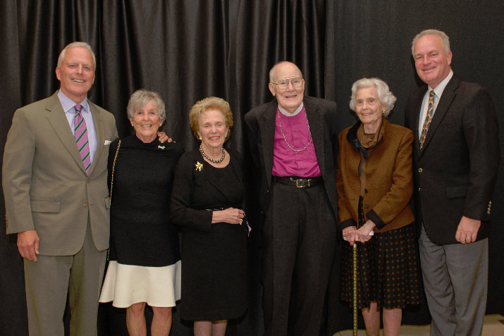 Laura Meier with prior Wistar Morris Awardees left to right Greg Houser, Joan Strand, Laura Meier, Bishop Robert Ladehoff, Anne Barbey and Ron King 