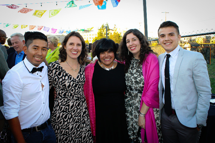 Portland State University student with Multnomah County Chair Deborah Kafoury; Virginia Garcia Memorial Health Foundation Executive Director Serena Cruz Walsh; and Multnomah County Chief Operating Officer Marissa Madrigal.  Photo Credit: Izzy Ventura 