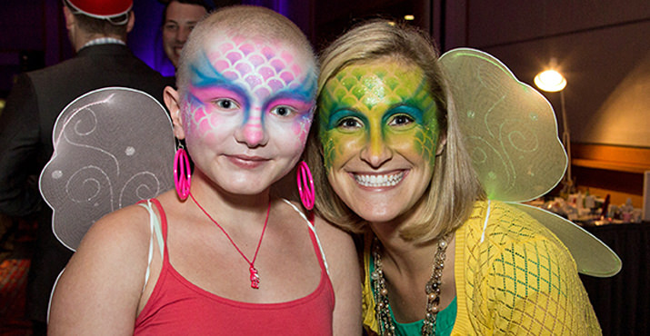 Taylor and her Chemo Pal mentor, Alyssa Willamson, shining bright with their beautiful face paintings.
