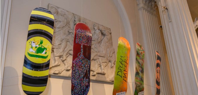 Original skateboard art featuring the Dreams of middle to high-school age Dreamer students was auctioned off to lucky bidders 