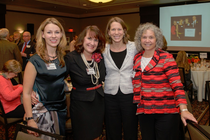 Housecall Providers Board Members Annette Kendell, Victoria Blachly (Master of Ceremonies), Wendy Usher, Oregon Community Foundation and Housecall Providers Director of Development, Susan Ehrman at “One Woman’s Vision,” a dinner event honoring Housecall Providers founder, Dr. Benneth Husted. 
