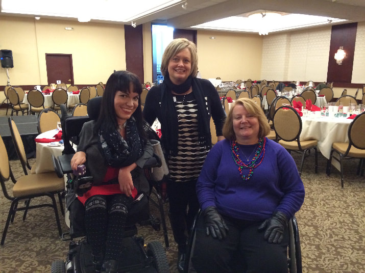 Christine Getman (left) was one of the speakers of the day’s events and Leslie Adams (center) and Vicky Aubry (right) from Performance Mobility were one of the sponsors of Wheel to Walk’s event.