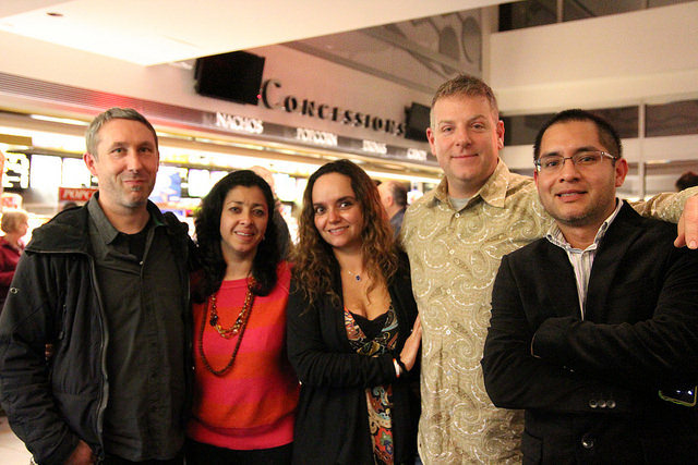 Portland Latin American Film Festival director Maria Osterroth (center) and friends