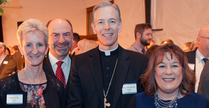 Kathy and Mark Kralj, Archbishop Sample, Marti Sample 