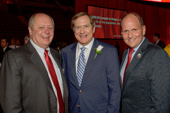 Board Member Dr. Andrew Ahmann; Jordan Schnitzer, accepting the inaugural Darlene Cain Award on behalf of parents Arlene and the late Harold Schnitzer; and Kevin L. Hagan, National Chief Executive Officer of American Diabetes Association.