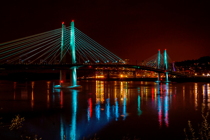 The First Light show, which ran just under 10 minutes, was synchronized with a special All Classical Portland soundtrack and showed the bridge brilliantly lit in every color.