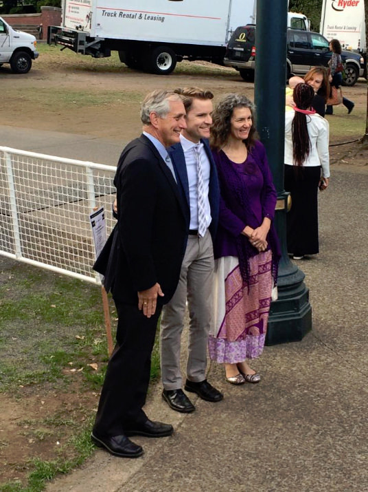 Mayor Charlie Hales, OSO President Scott Showalter, and Commissioner Amanda Fritz.