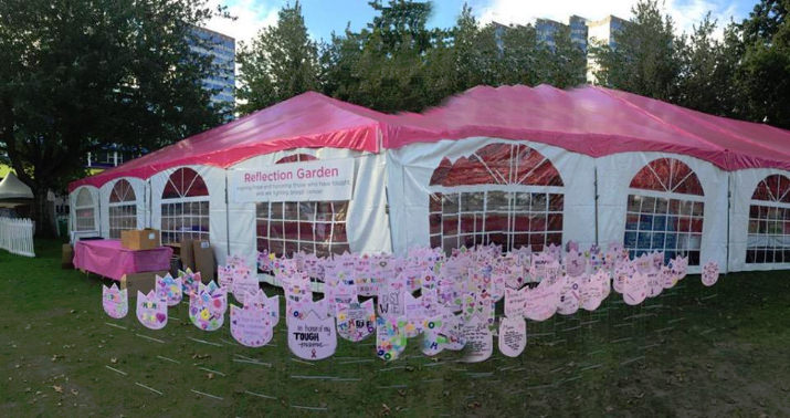 The Reflection Garden inspiring hope and honoring those who have fought and are fighting breast cancer. Come by and visit and add your own bloom!