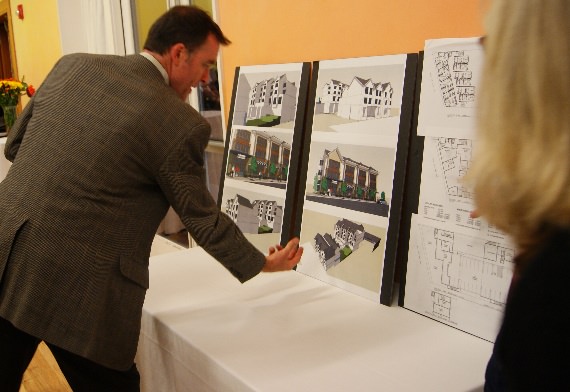 Throughout the evening, guests had the opportunity to view illustrations depicting images of what affordable housing could possibly look like at the Neighborhood House site in Multnomah Village.