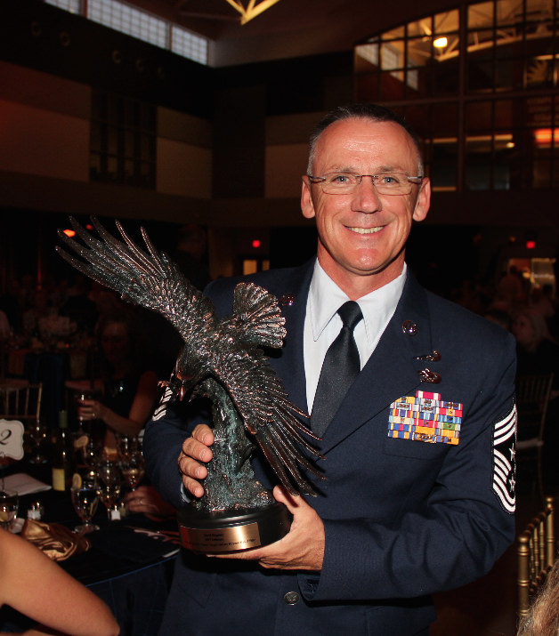 Kingsley Field Command Chief Master Sergeant Mark McDaniel of the Oregon Air National Guard who accepted David Kingsley's Hall of Valor induction.