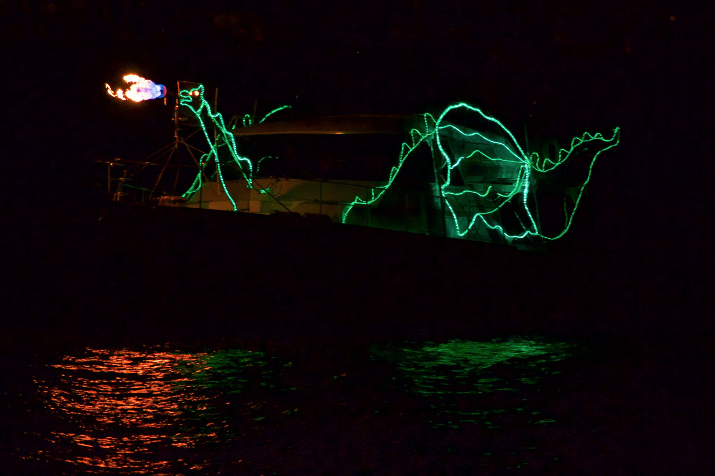 This Loch Ness Monster/Green Dragon breathes real fire!