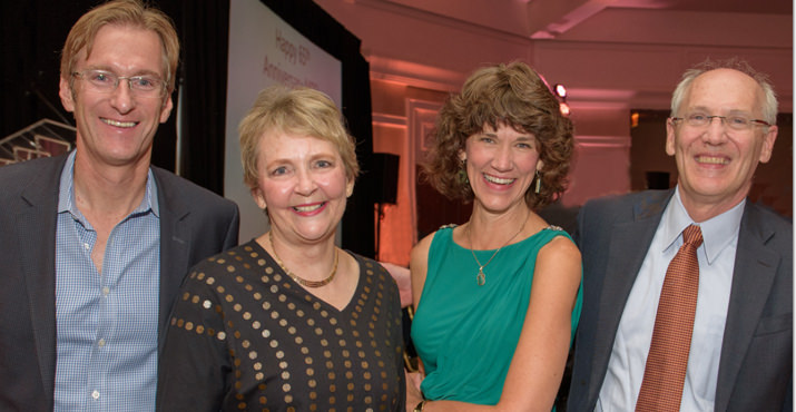 Oregon State Treasurer Ted Wheeler, MFS former Executive Director Krista Larson, MFS Chief Executive Officer Judy Strand, and Oregon Business Council President Duncan Wyse enjoy a record-breaking evening at A Gathering of Good. Photo credit: Andie Petkus Photography.