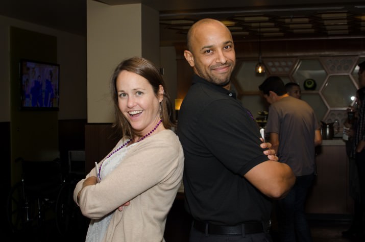 Tara Doherty and Playworks Executive Director Jonathan Blasher make a pose for the camera.