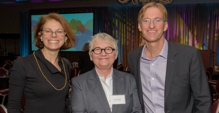 State Treasurer Ted Wheeler (right) with wife Katrina (left) and Raphael House of Portland Executive Director Teri Lorenzen (center).