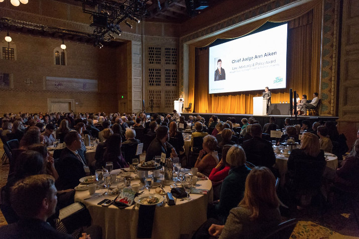 Honorable Chief District Judge Ann Aiken was honored with the Law, Policy & Advocacy Award.