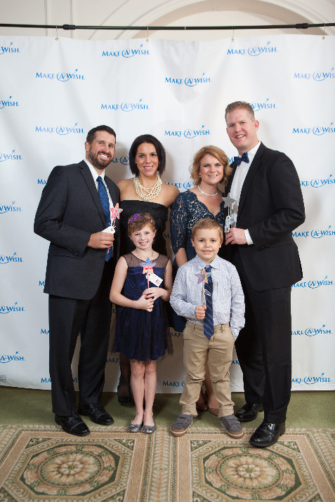 11-year-old wish child Madison and 7-year-old wish child Fynn. (Back L to R) Carey Cox, Kristine Cox, Wendi Sinclair and Make-A-Wish Oregon Board Chair Geoff Sinclair.