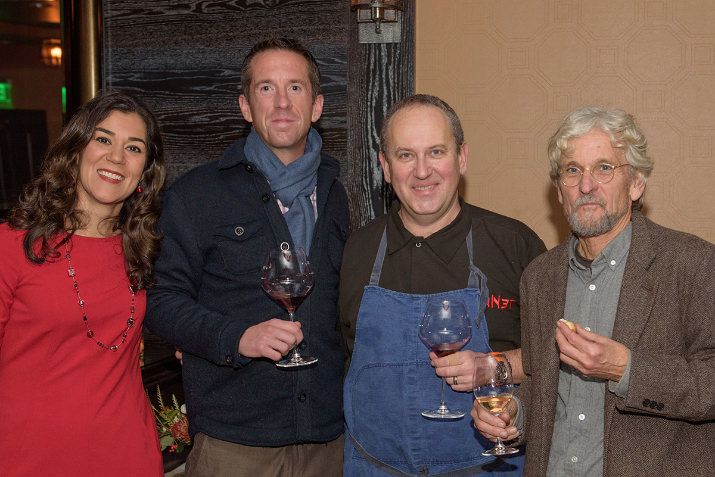 Imperial Dinner. From Left: Heather Martin (CWA Executive Director), Chris Mazepink (Winemaker Archery Summit), Chef Vitaly Paley (Owner, Imperial), John Paul (Owner/Winemaker Cameron Winery)