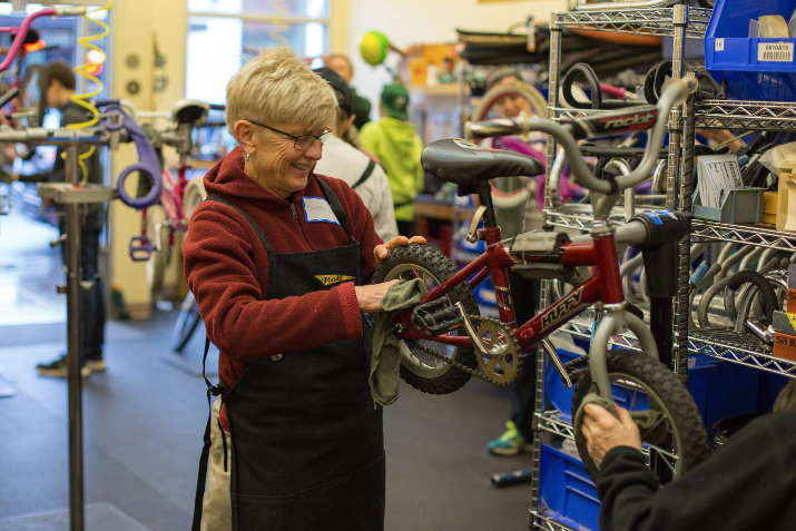 Volunteers are cleaning bikes for kids at Community Cycling Center as we speak!