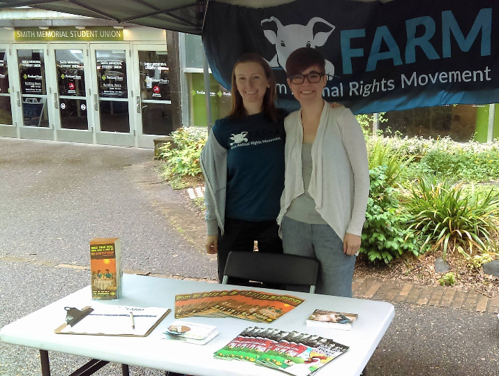 Portland State University students promote vegan lifestyles on Earth Day.