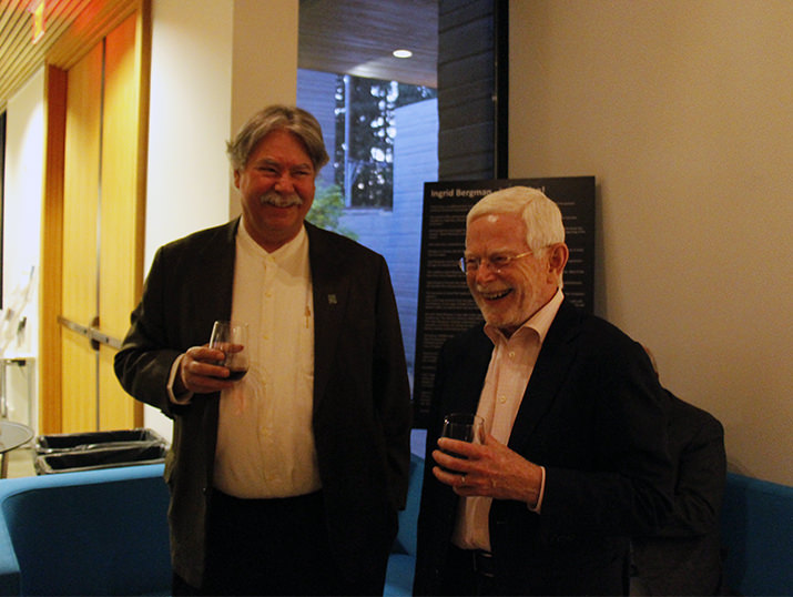 Donor Ron Atwood and CMNW Board Member Bill Scott share a drink and a smile.