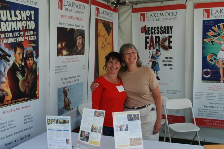 Liz Hayden and Mary Turnock tell visitors about Lakewood Theatre Company and all the shows and classes on tap for this summer and fall.