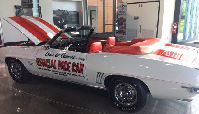 This is a 1969 Chevrolet Camaro Indy Pace Car replica.