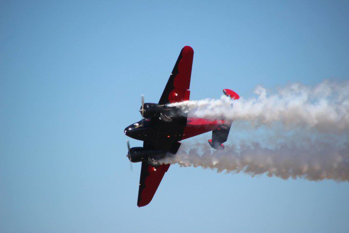Matt Younkin and the Beech 18 performed at the 2016 Oregon International Air Show at Hillsboro Airport.