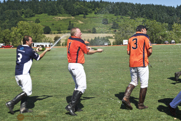 As part of the tradition of polo, the Championship Awards Ceremony ended with a celebratory champagne shower between the first and second place teams. 